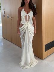 Sexy V Neck Lace Mermaid Prom Gowns