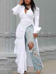 Sexy Deep V Side Slit Slim Dress