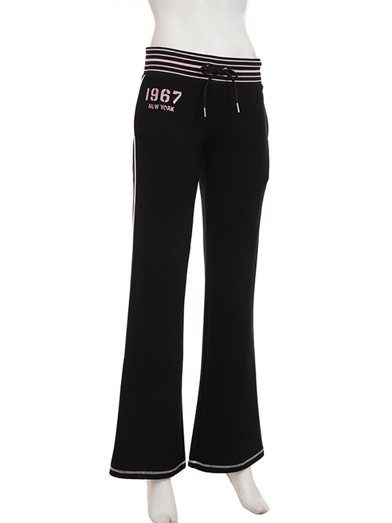 Low Rise Striped Waist Straight Leg Sweatpants