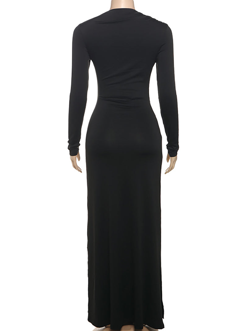 Elegant Bandage Ruched Bodycon Maxi Dress
