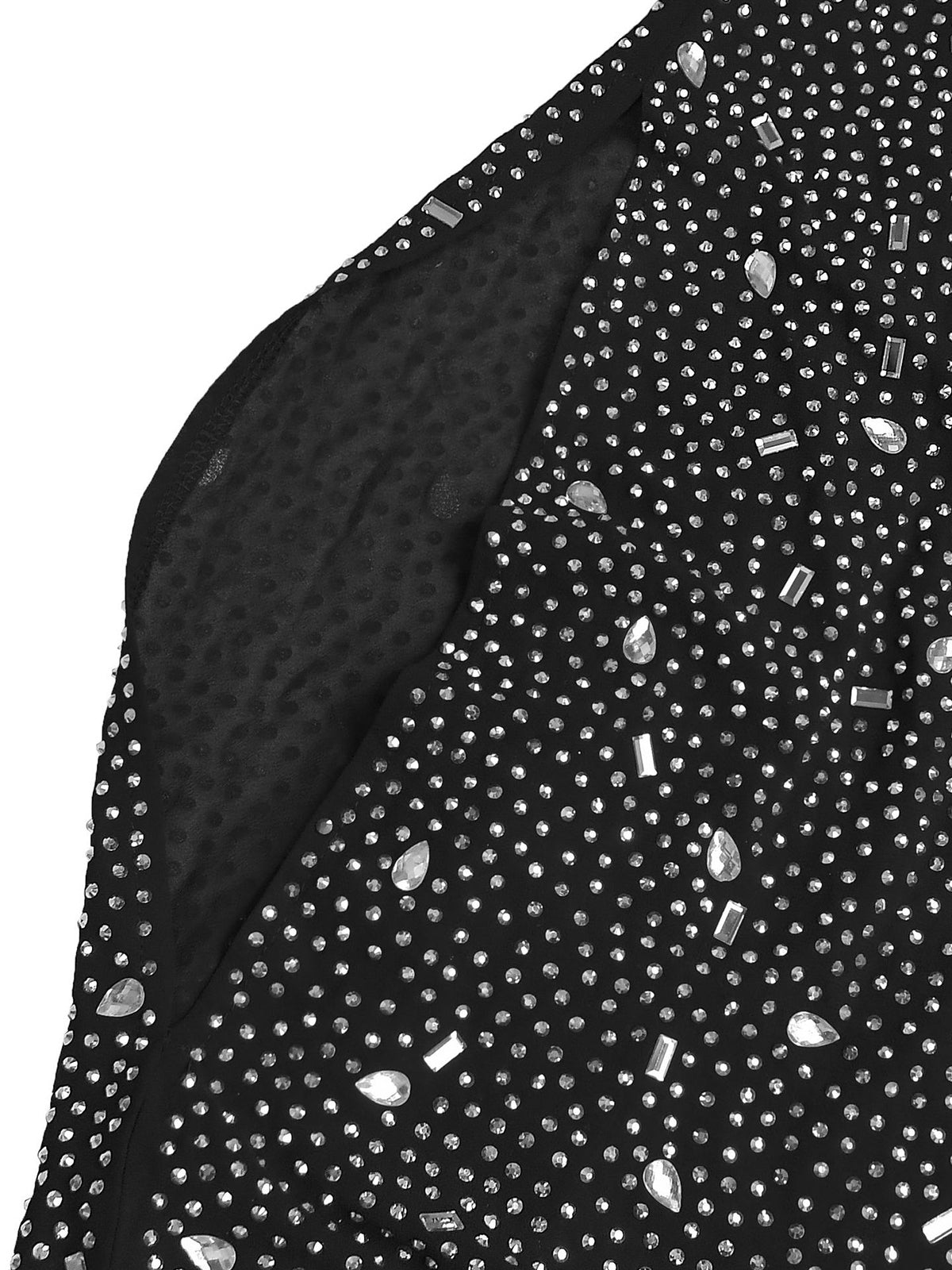 Elegant Rhinestone Decor Mesh Shawl Maxi Dress