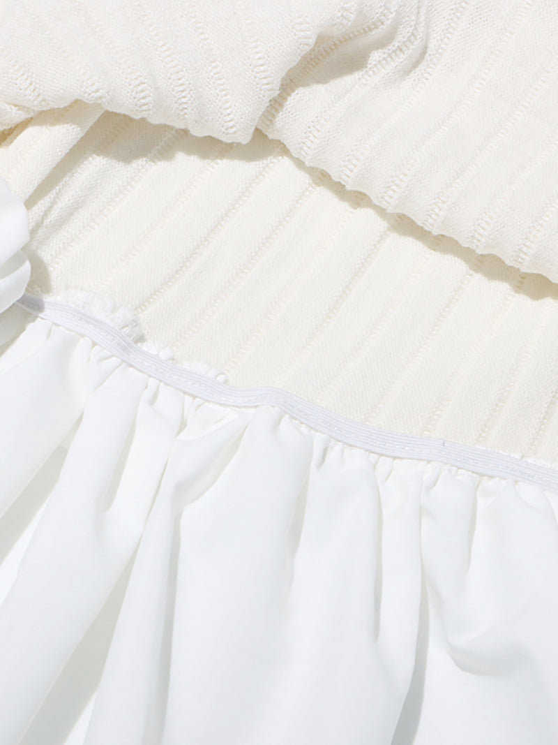 Fashion Round Neck Ruffle Patchwork Mini Dress