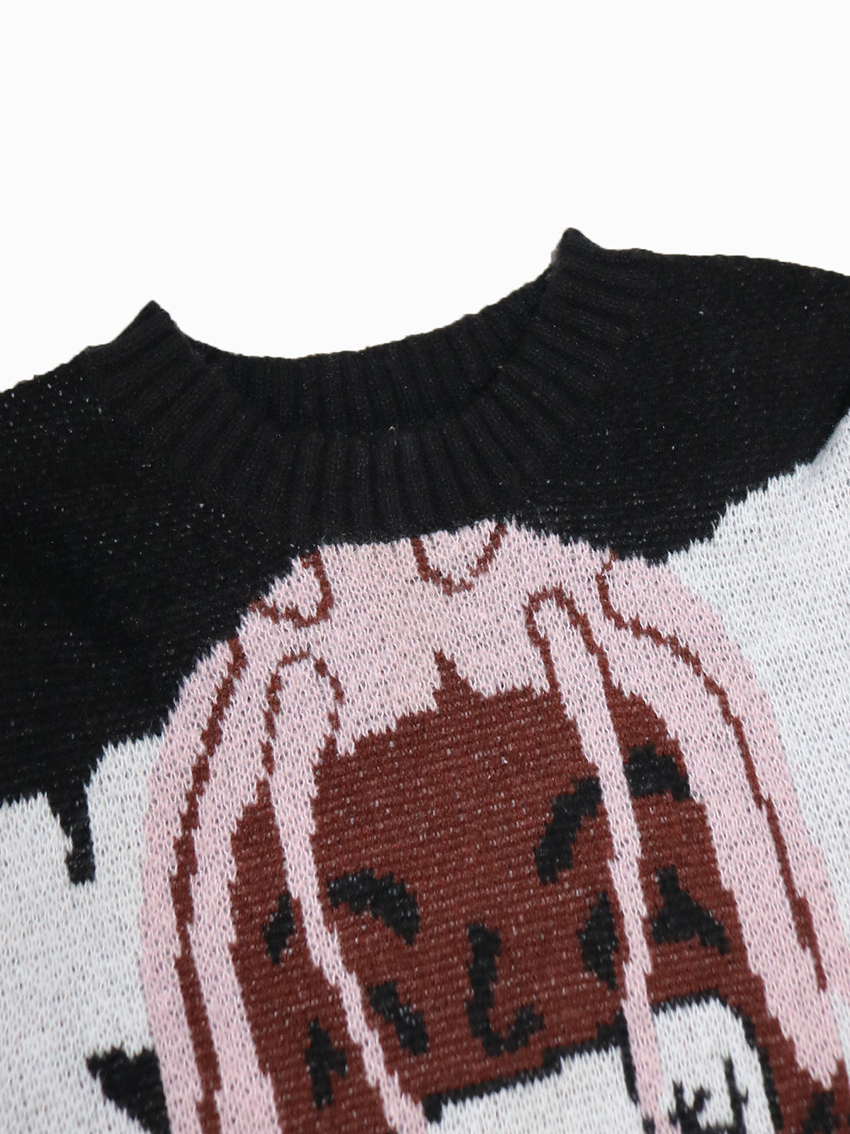 Knitted Color Matching Cartoon Loose Sweater