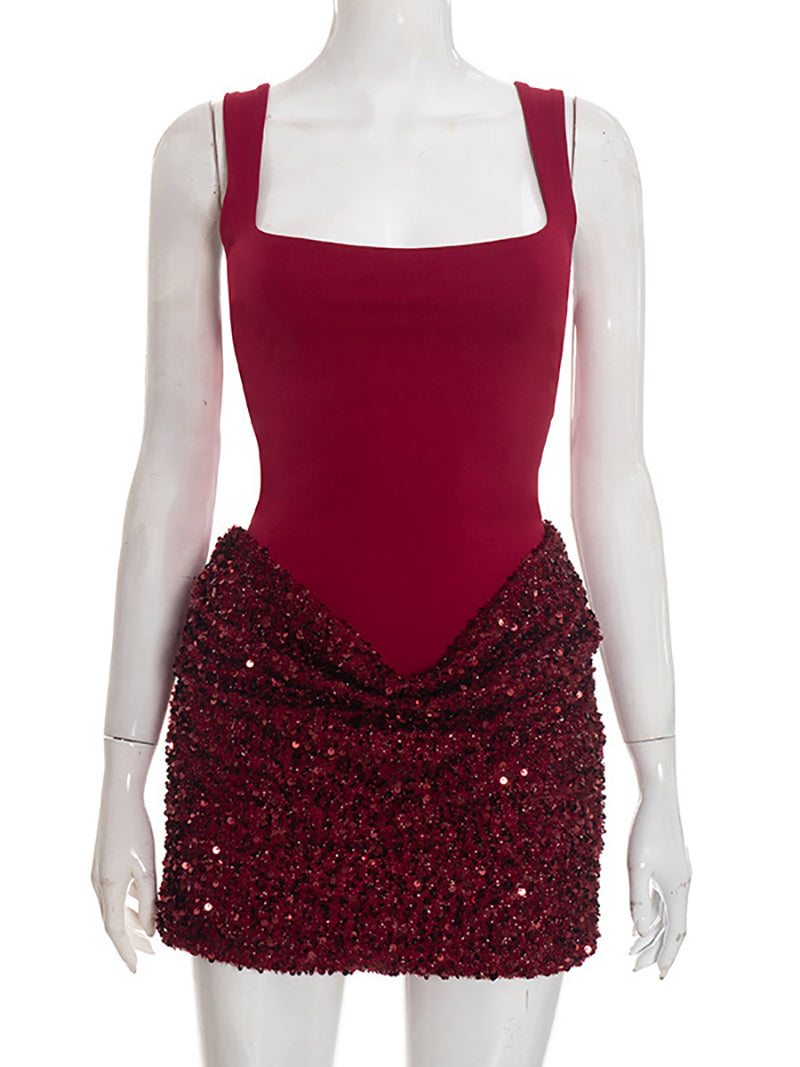 Elegant Sequin Ruched Bodycon Mini Dress