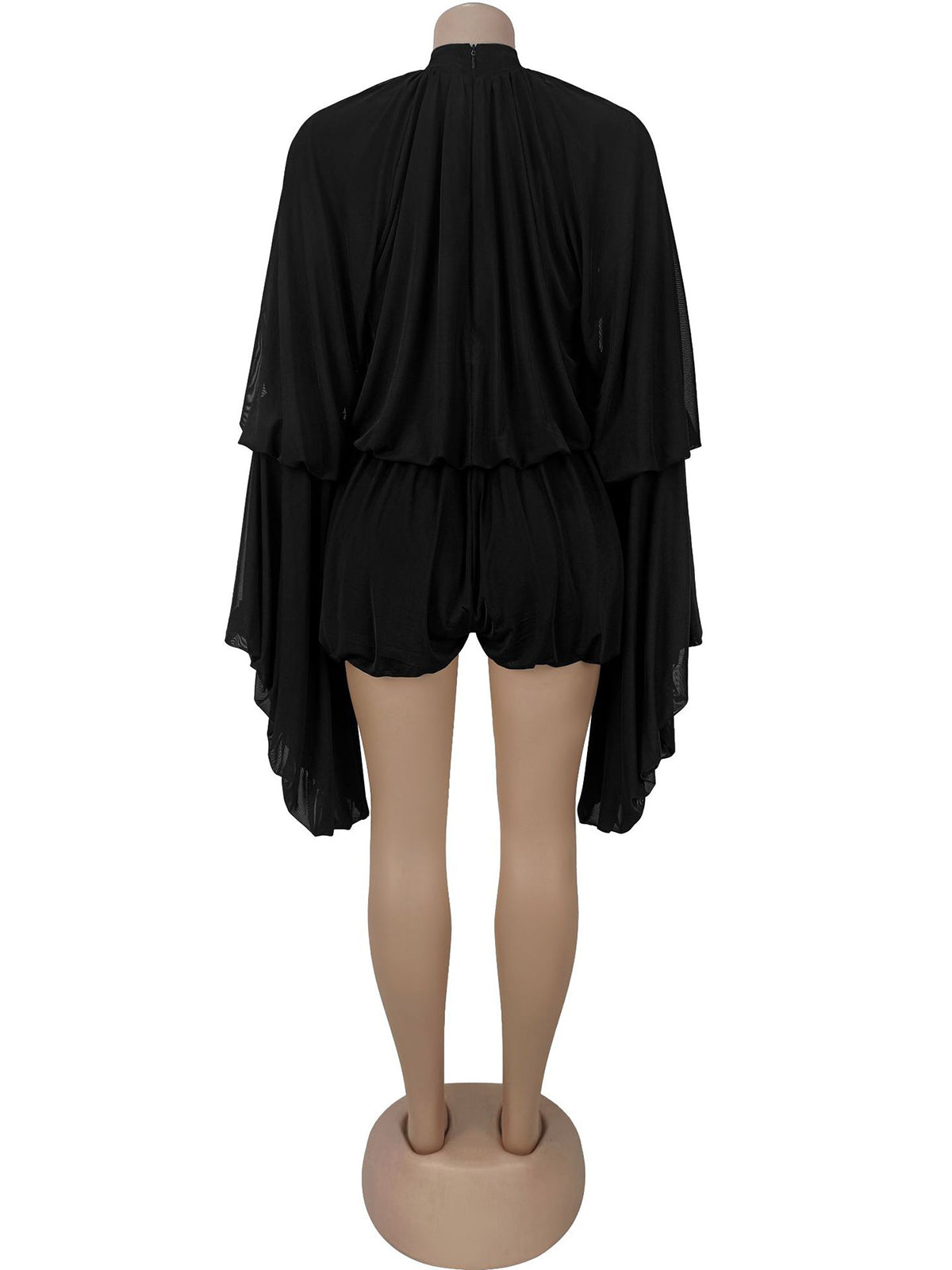 Casual Half High Collar Pleated Romper