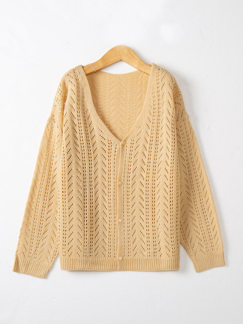 Casual Knit Crochet Button Cardigan Sweater
