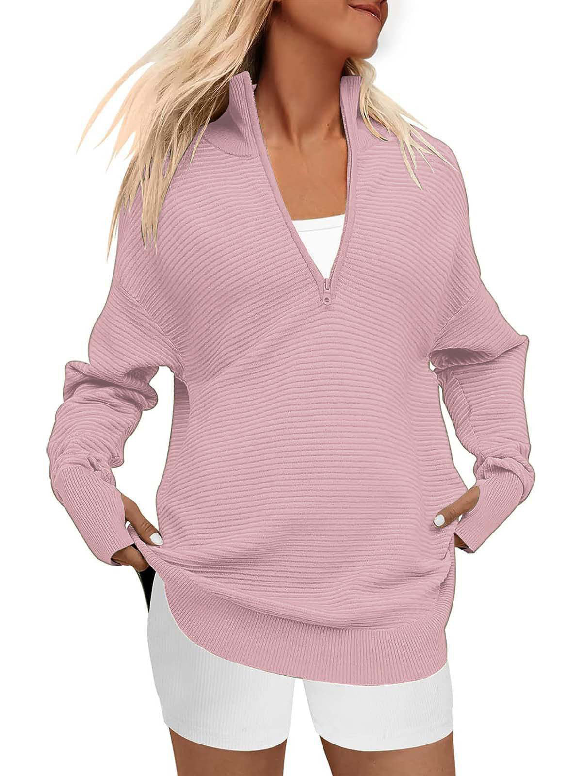 Casual Rib Knit Loose Sweater