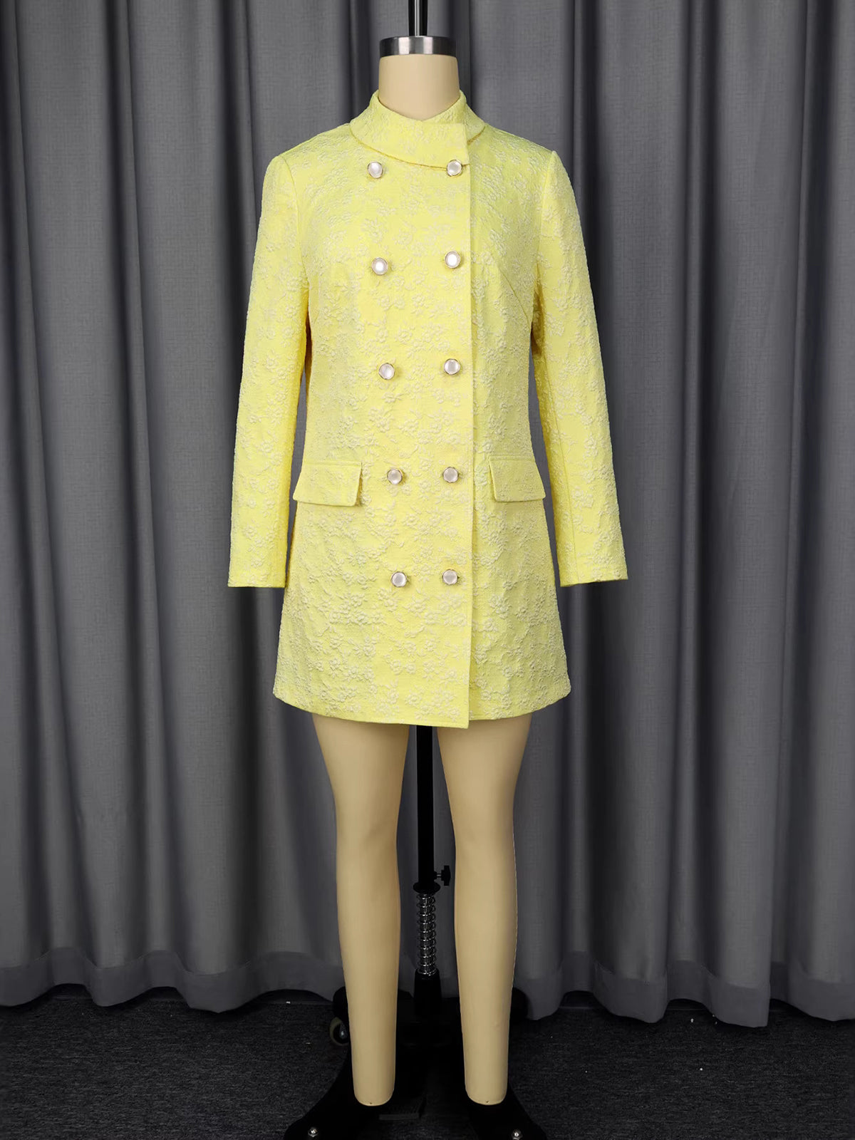 Fashion Jacquard Double-breasted Blazer Mini Dress