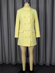 Fashion Jacquard Double-breasted Blazer Mini Dress