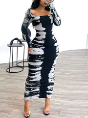 Sexy Elastic Print Bodycon Dress