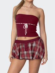 Fashion Plaid Bubble Mini Skort