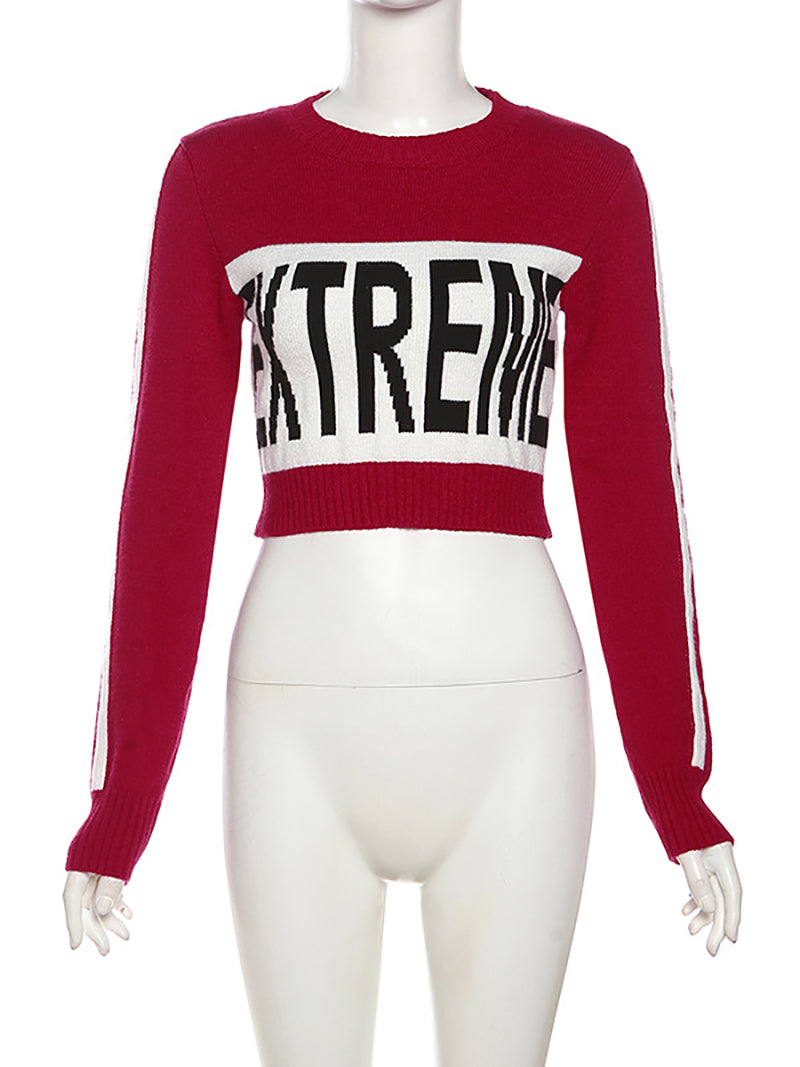 Fashion Knit Letter Crop Sweater