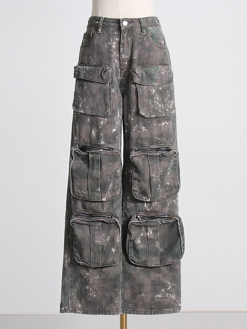 Fashion Cargo Camouflage Pants Wide Leg Jeans