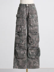 Fashion Cargo Camouflage Pants Wide Leg Jeans