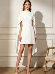 Pearl Trim Cape Mini Dress-boutique