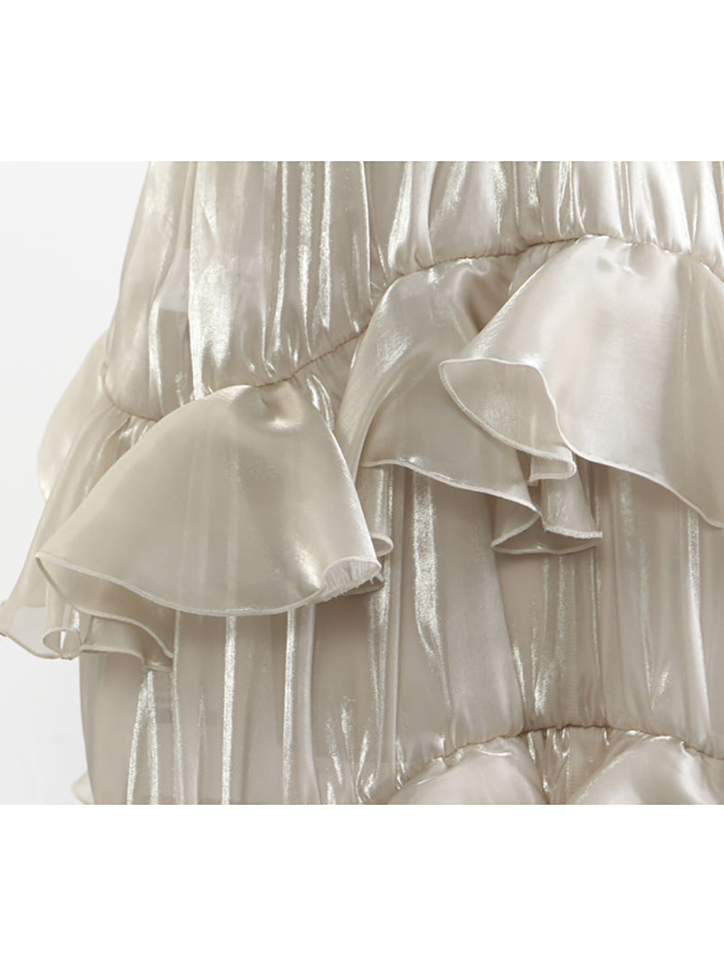 Elegant Glossy Ruffled Goldfish Skirt