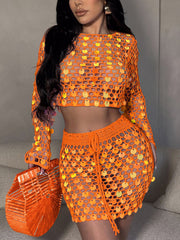 Hand-crocheted Mesh Sequin Beach Skirt Sets