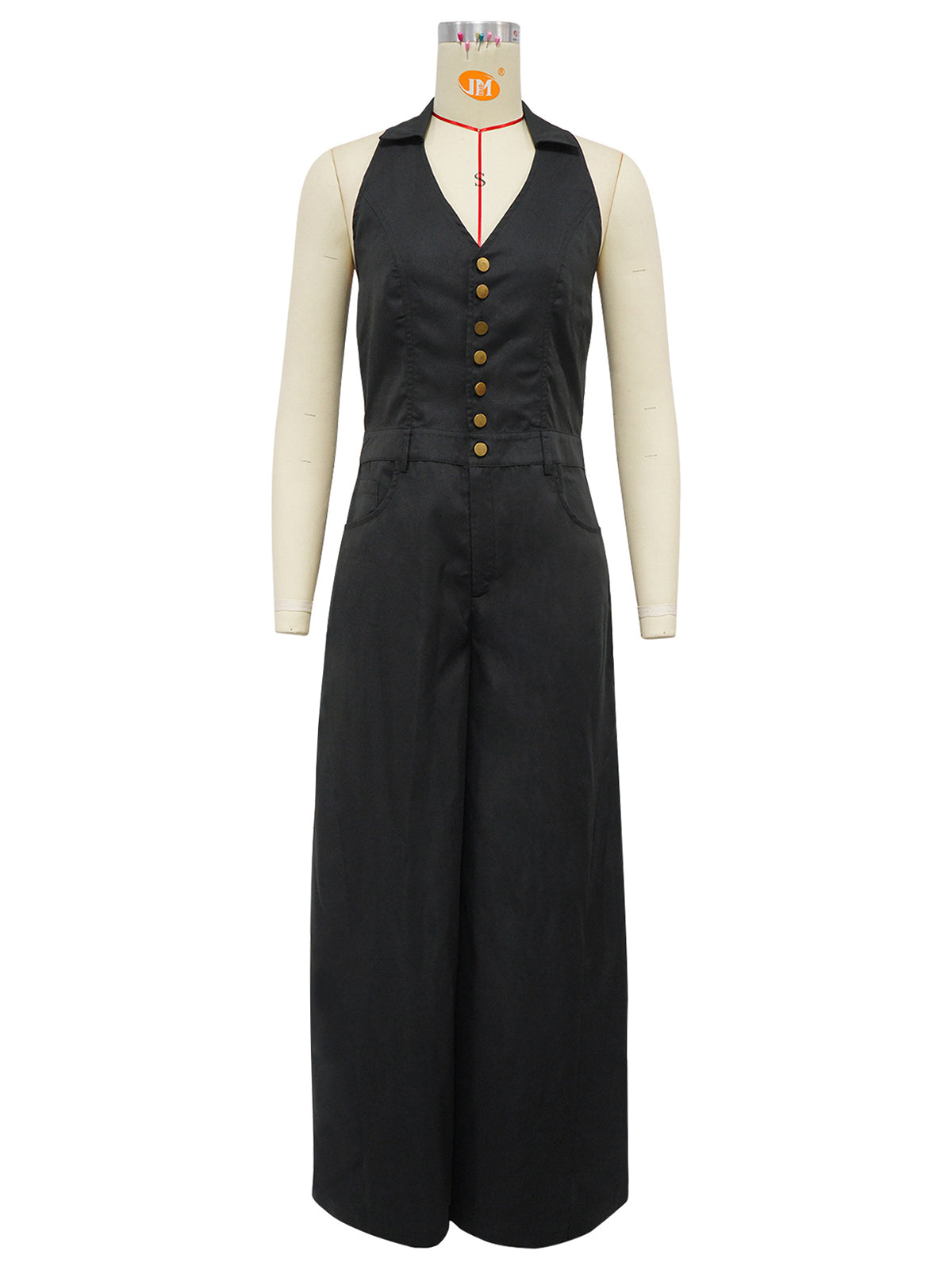 Fashion Halter Backless Slim Wide Leg Jumpsuit