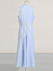 Elegance Lace Patchwork Sleeveless Slim Dress