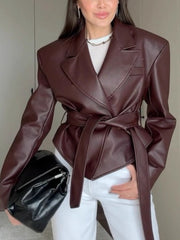 Belted Lapel Biker Jacket