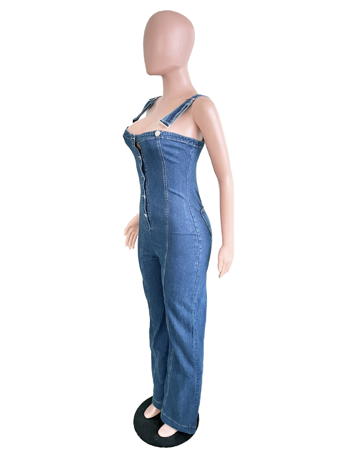 Fashion Denim Flare Bottom Jumpsuit