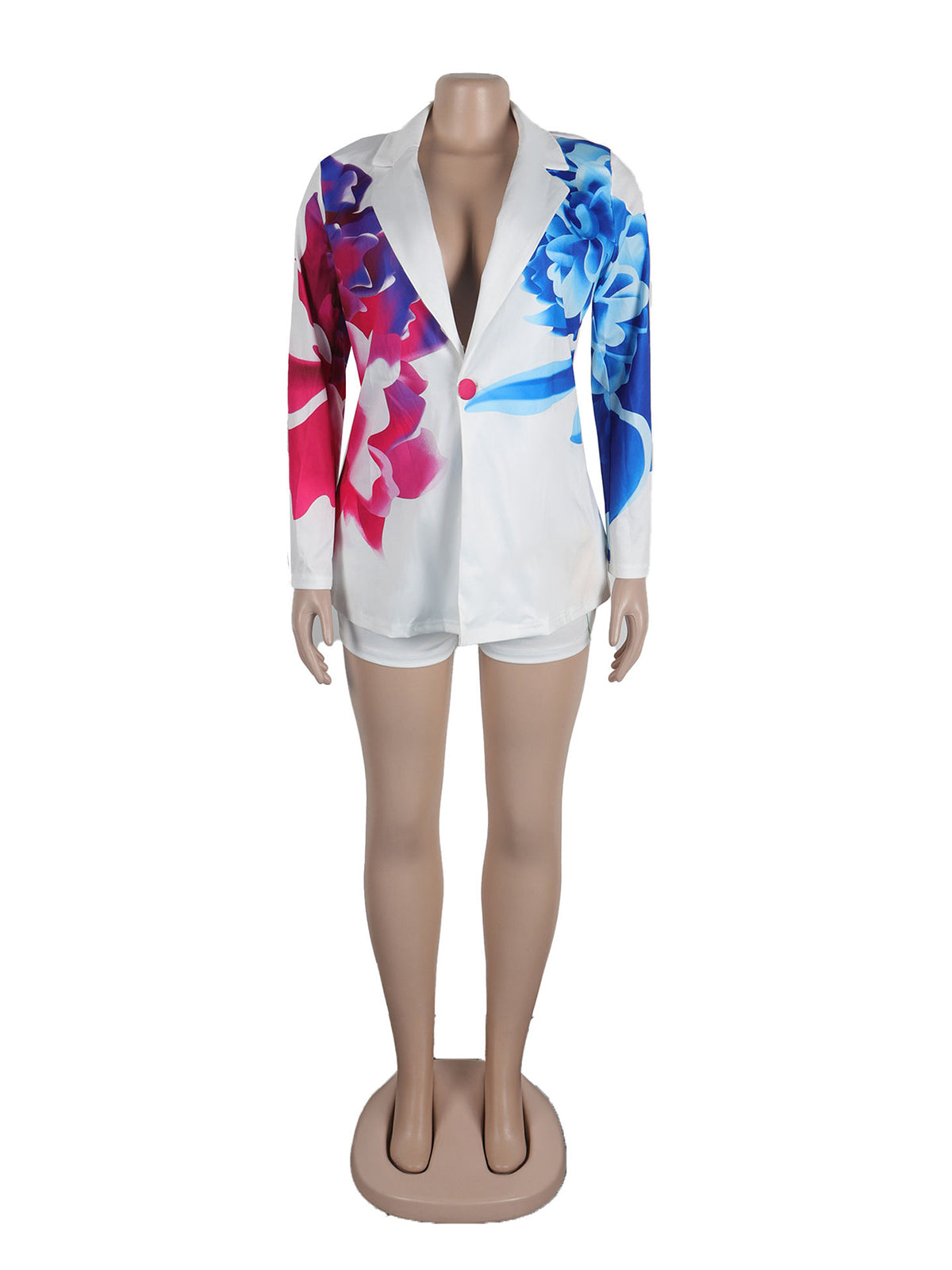 Fashion Print Blazer Jacket Shorts Casual Set
