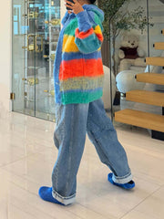 Casual Colorblock Hoodie Cardigan