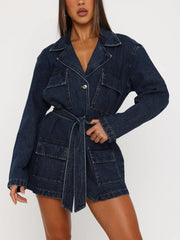 Belted Midi Denim Trench Coat