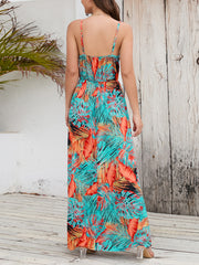 Sexy Spaghetti Strap Print Slim Maxi Dress