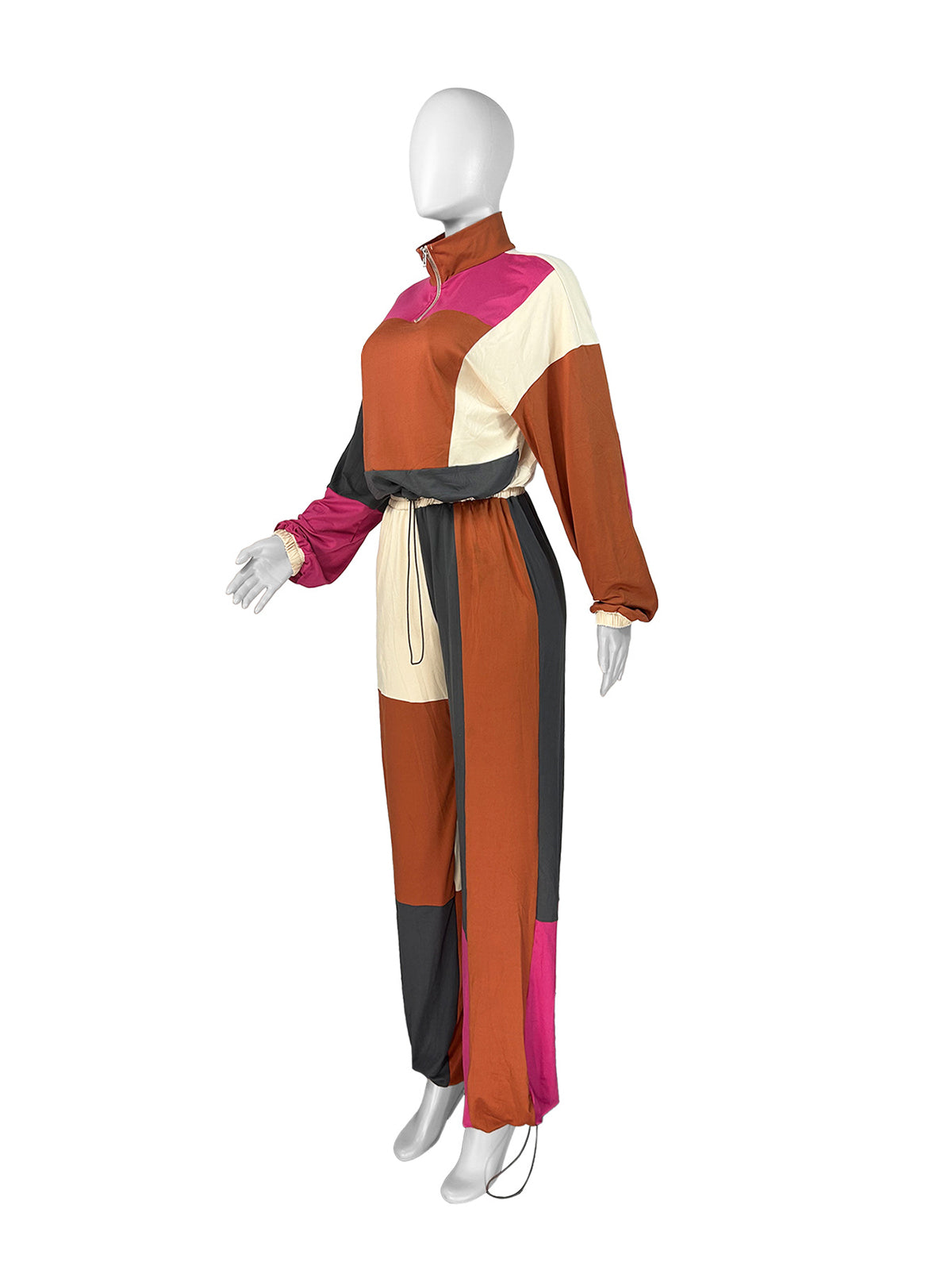 Casual Color Block Patchwork Top And Pants Sets