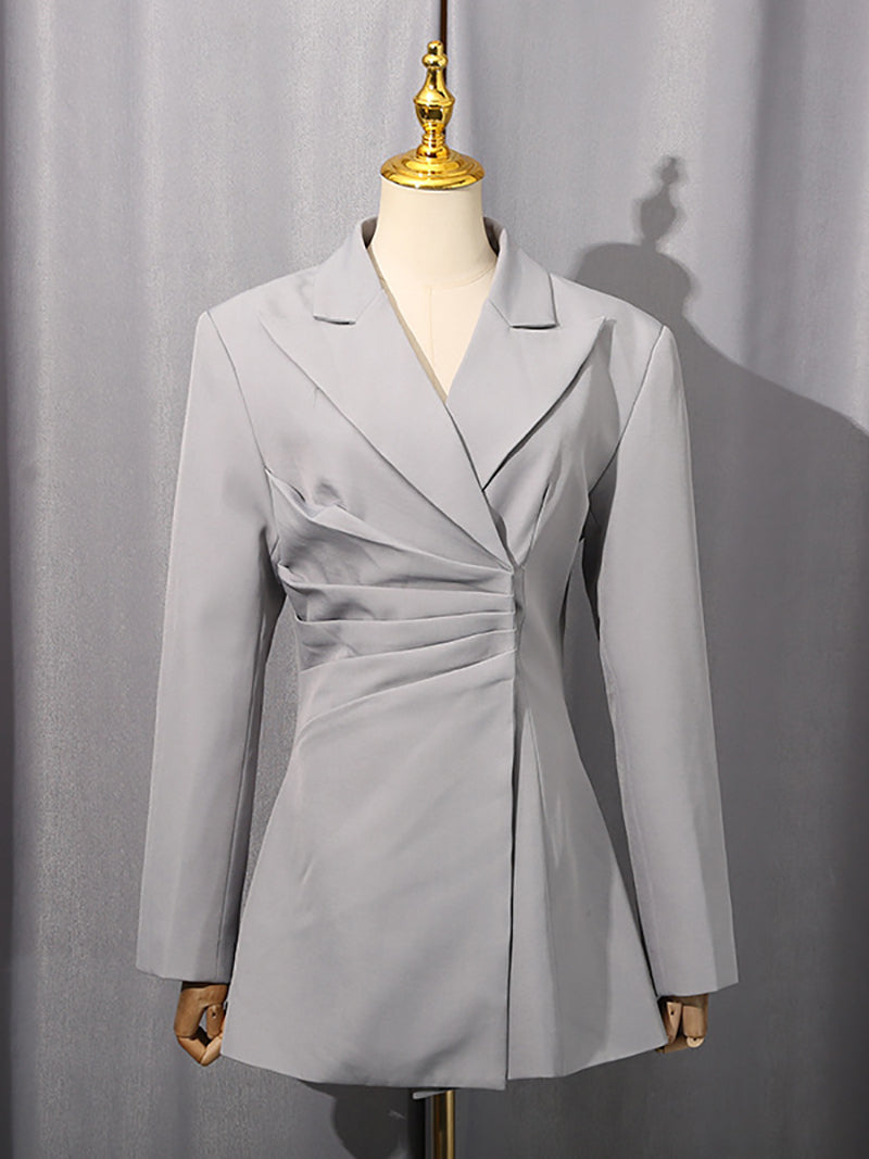Elegant Cinched Waist Ruched Blazer