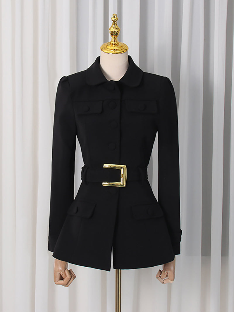 Fashion Belted Mini Blazer Dress