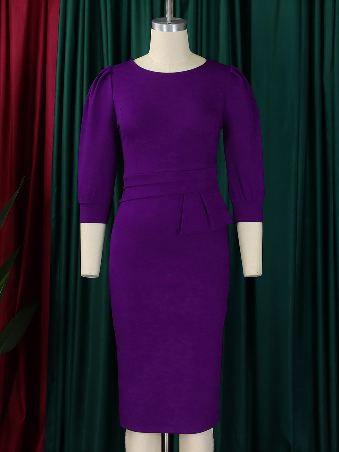 Elegant O-neck Half Sleeve Slim Office Dress