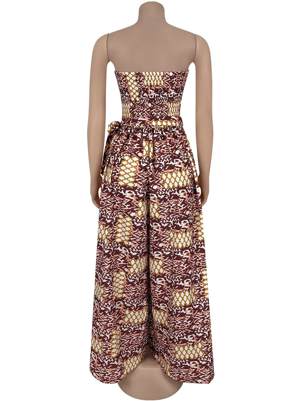 Sexy Print Backless Strapless Wide Leg Jumpsuit