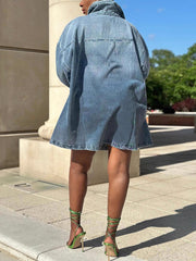 Casual Long Sleeve Denim Oversized Mini Dress