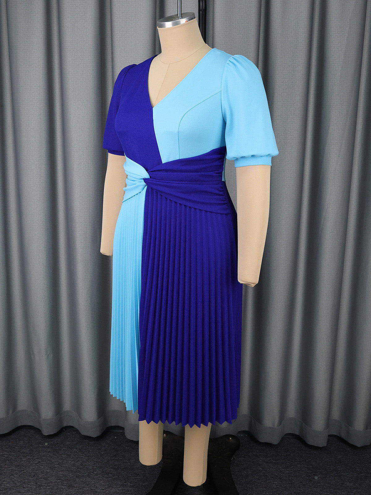 Elegant Color Block Patchwork V Neck Slim Party Dress