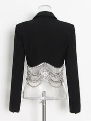 Fashion Rhinestone Chain Suit Blazer Jacket