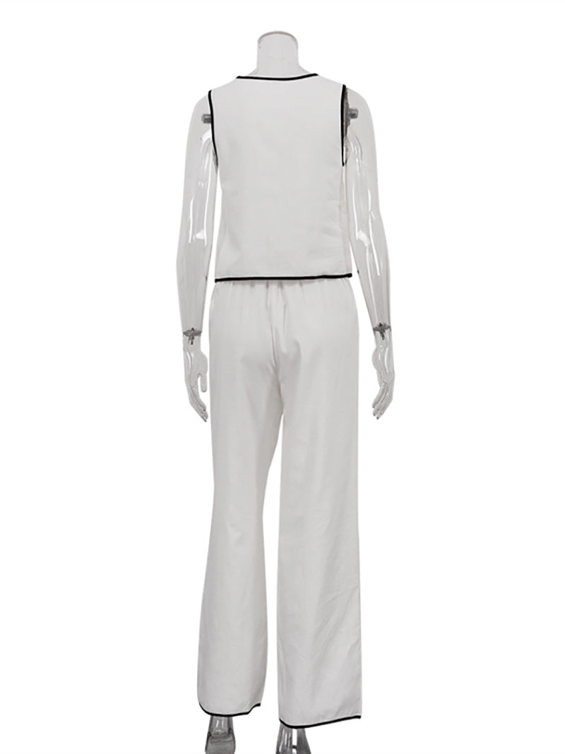 Loose Sleeveless Tank Top And Wide Pants Set