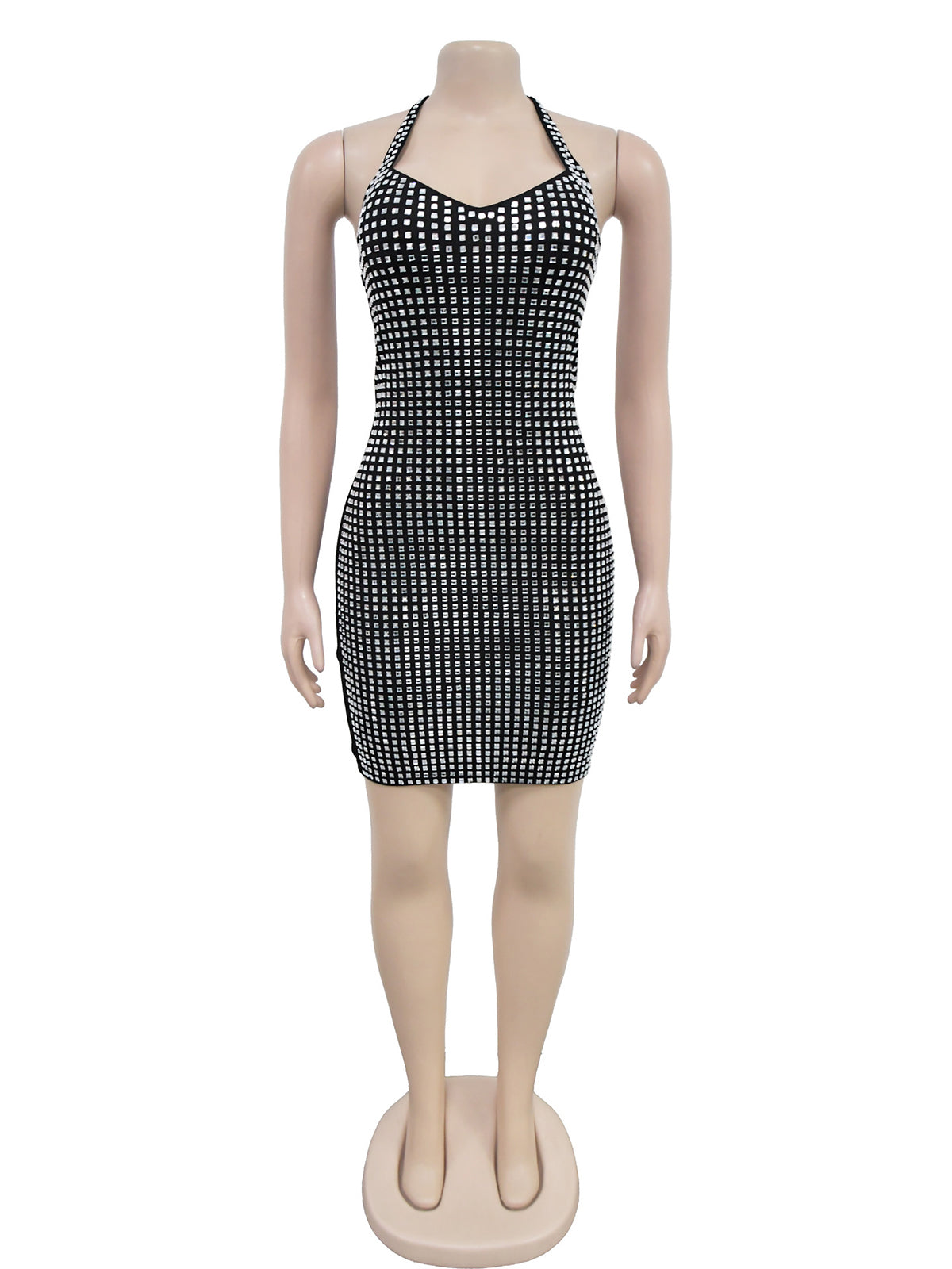 Sexy Halter Backless Rhinestone Slim-Fit Hip Dress