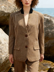 Vintage Single-breasted Long Sleeve Slim Coat