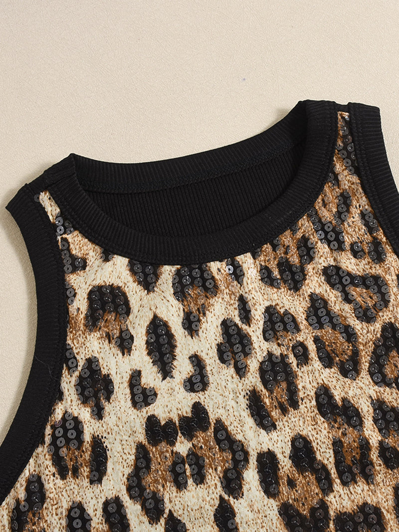 Fashion Sequins Leopard Tank Top