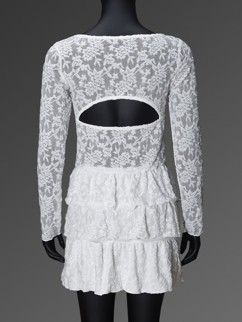 Sexy Lace See-through Bandage Top and Skirt Sets