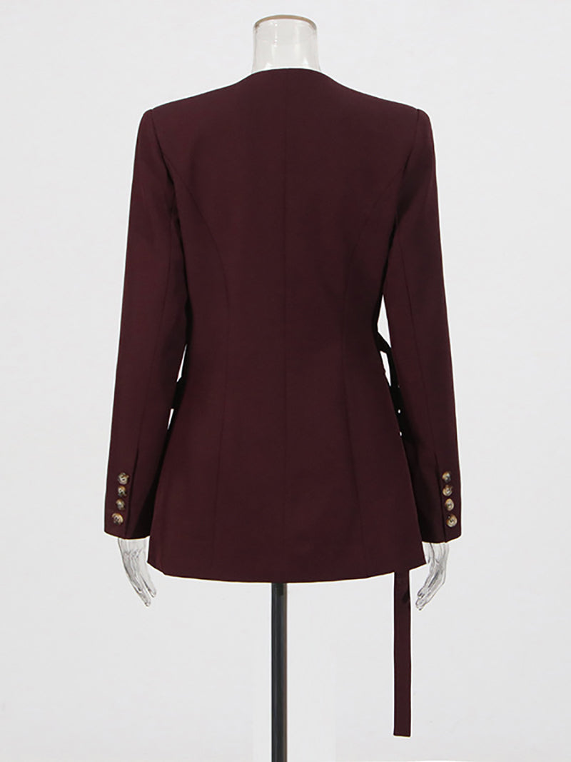 Fashion Asymmetrical Cross Lace-up Slim Blazer