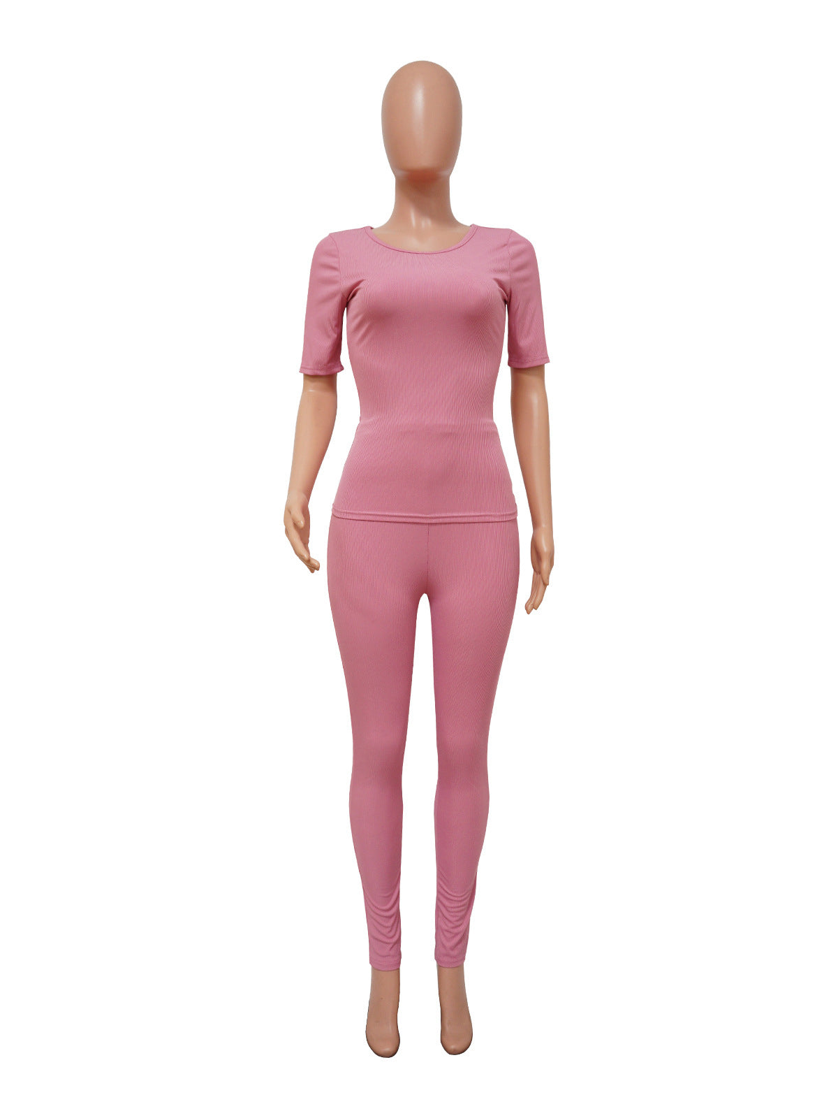 Solid Color T Shirt Tights Pants Sports Two Piece Set