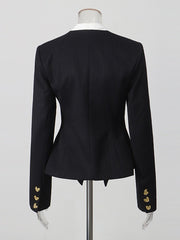 Contrast Trim Tailored Blazer-boutique
