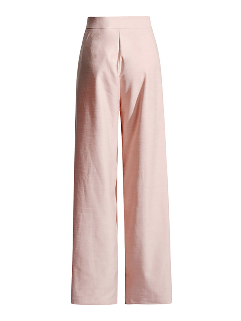 Elegant V Neck Lace-up Top High Waist Wide Leg Pant Set