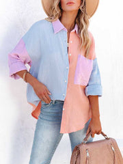 Fashion Multicolor Patchwork Loose Shirt