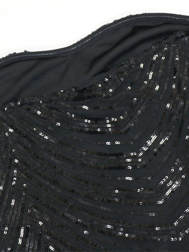 Sexy Strapless Glitter Sequin Bodycon Mini Dress