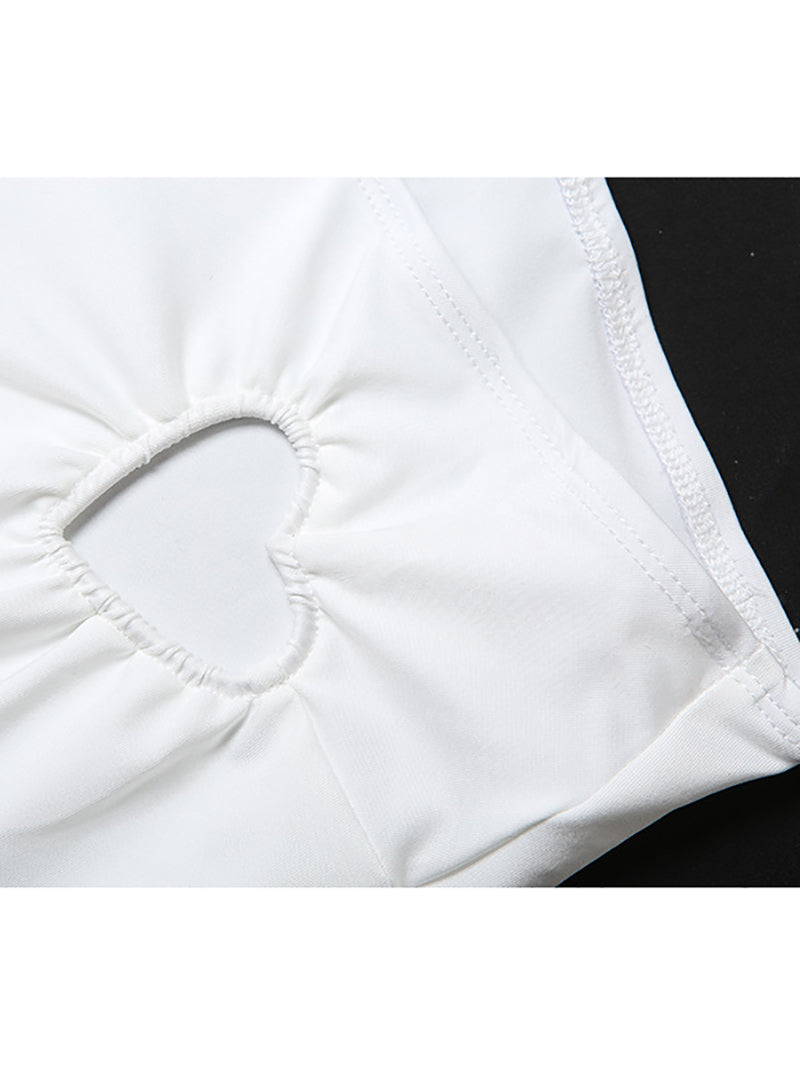 Heart Hollow Sleeveless Top High Waist Pant Set