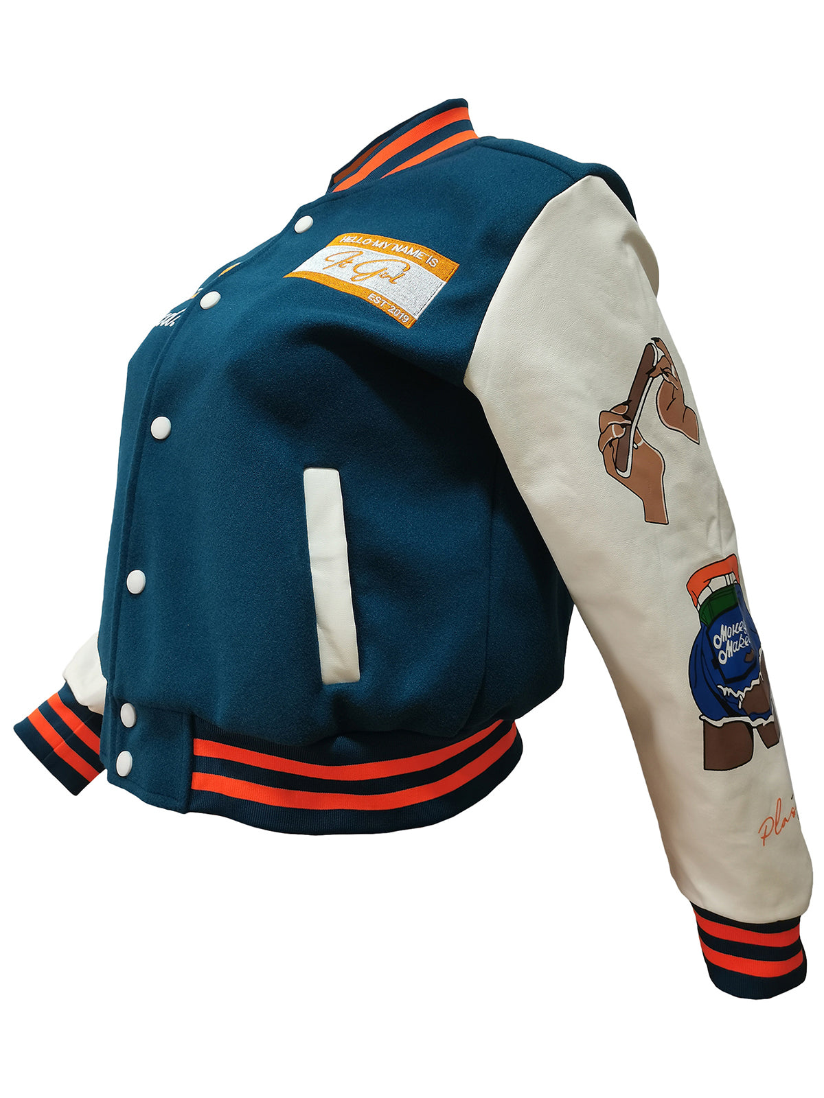 Print Embroidery Baseball Jacket Coat